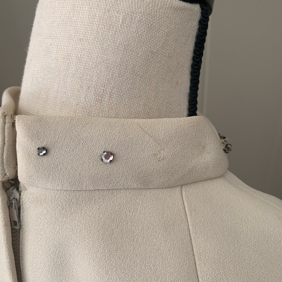 Vintage 60’s Tee-Ça Formal Winter Dress Ivory Rhinestones size sm 4-6 (no tag) - Picture 10 of 16